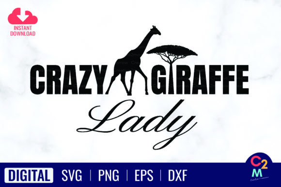 Crazy Giraffe Lady Graphics for T-Shirt Designs