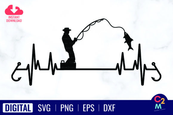 Fishing Heartbeat SVG for T-Shirt Designs